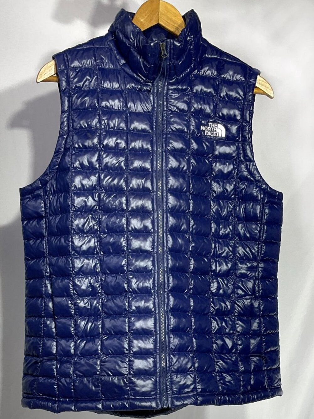 The North Face Sz L Quilted Puffer Vest Womens Blue Embroidered Logo